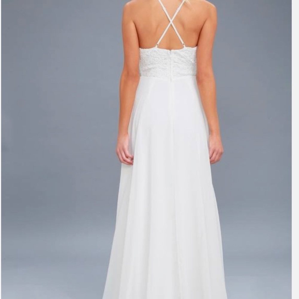 Lulu’s White crochet lace Maxi Dress size M - Picture 8 of 8